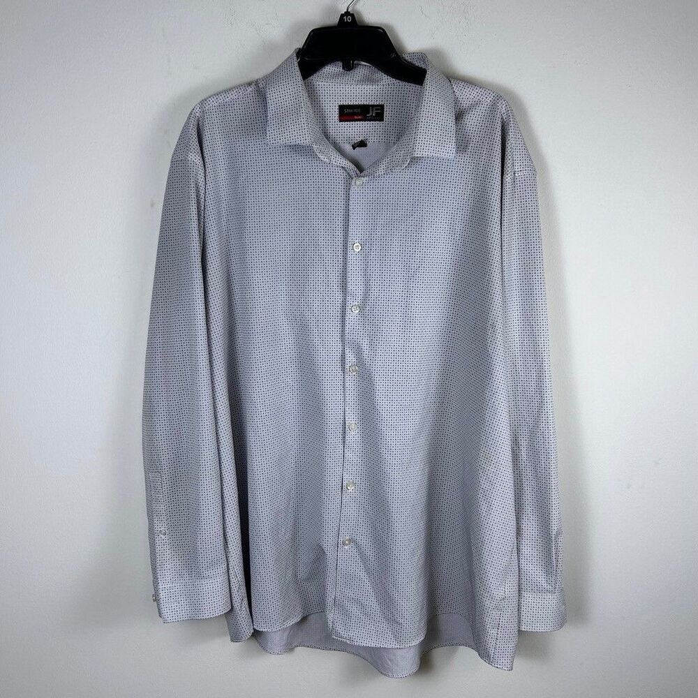 JF J.Ferrar Dress Shirt Mens XXL Slim Stretch Geometric Print Long Sleeve Gray